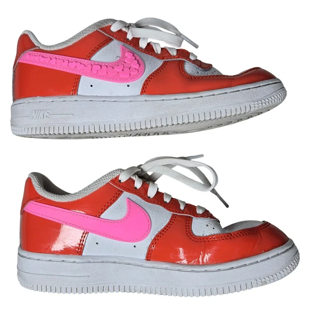 Nike Air Force 1 LV8 1.5Y White Orange Pink Love Heart Sneakers FD1032 Valentine